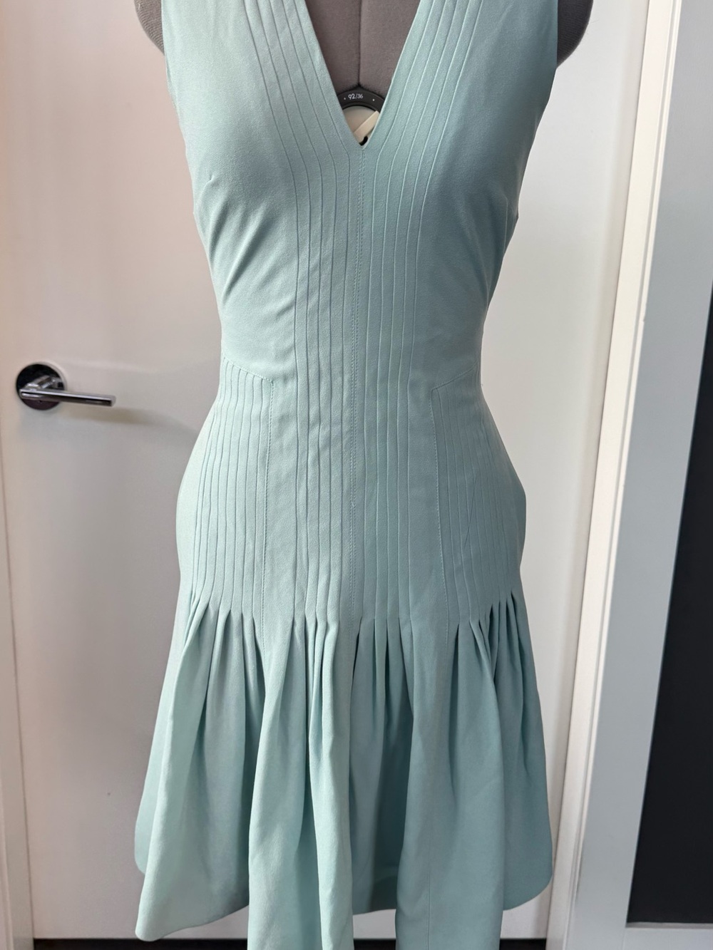 Burberry Pale Blue Crepe Pintuck Fit-and-Flare Dress
